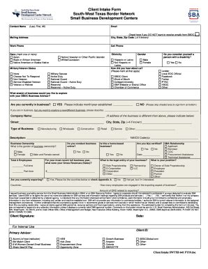 UTSA South-West Texas Border Network Client Intake Form - Fill and Sign ...