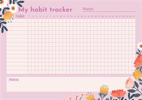 Habit tracker aesthetic monthly with flowers lilac free download ...