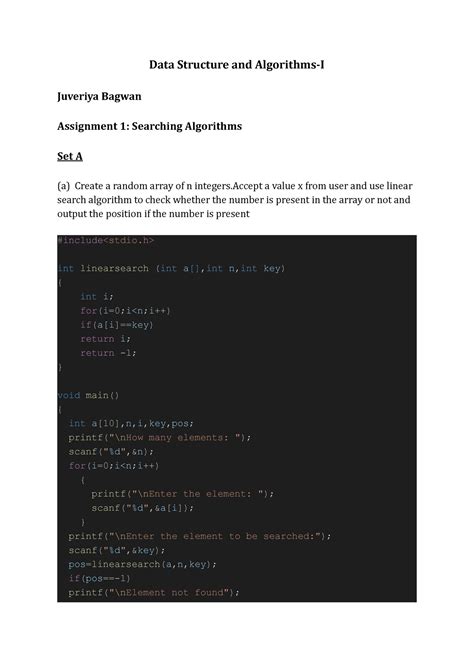 DS Assignment program - Data Structure and Algorithms-I Juveriya Bagwan ...