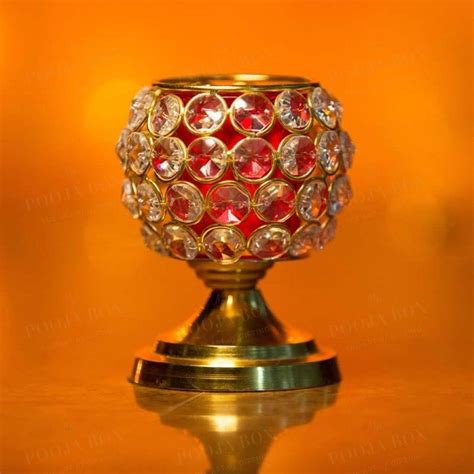 Buy Sparkling Crystal Studded Red Candle Holder Online in India ...