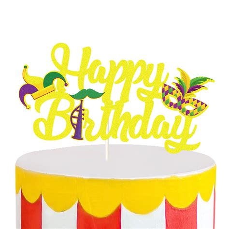 Buy Mardi Gras Birthday Cake Decorations,Happy Birthday Sign Masquerade ...