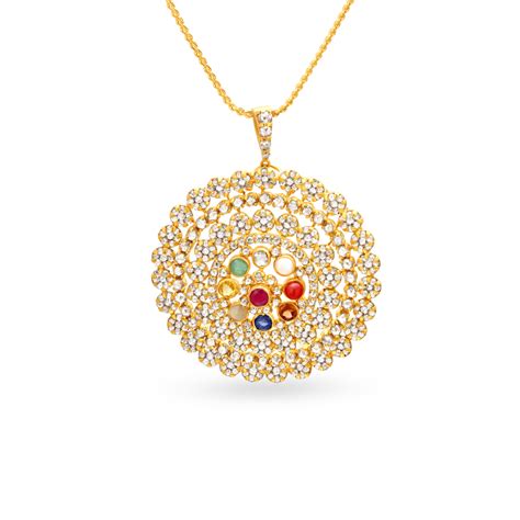 Grand Floral Navaratna Pendant
