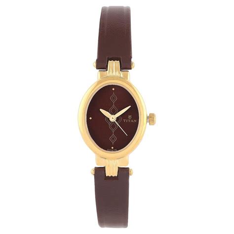 Buy Online Titan Quartz Analog Brown Dial Leather Strap Watch for Women ...