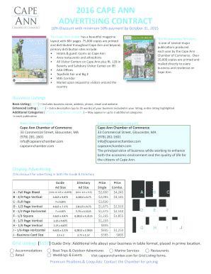 Fillable Online 2016 CAPE ANN ADVERTISING CONTRACT Fax Email Print ...