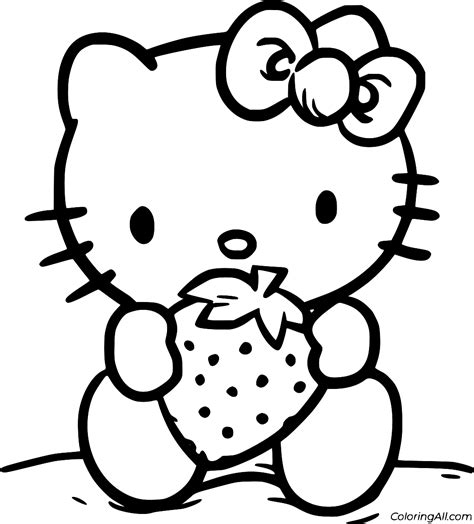 Hello Kitty Eating Coloring Page