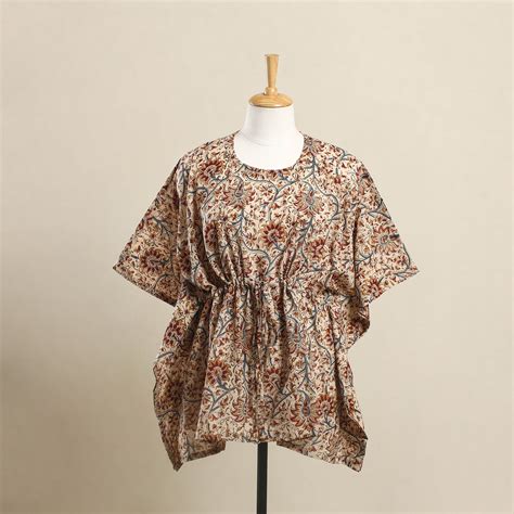 Beige Kalamkari Block Print Cotton Kaftan – iTokri आई.टोकरी