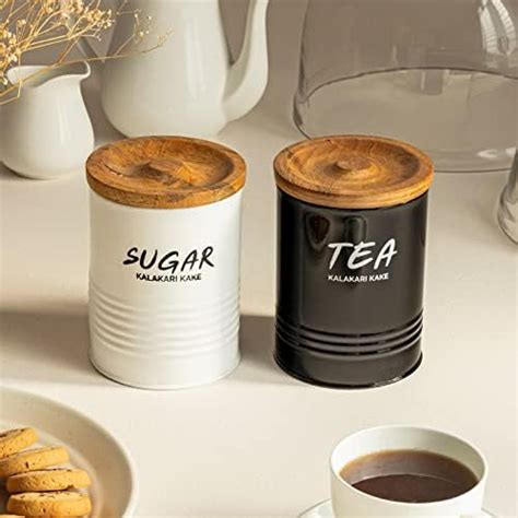 Grey Pottery Canister Sets for Kitchen Counter, Ceramic Tea Storage ...