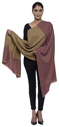 Buy Bhuttico Women's Handwoven Striped Pure Merino Wool Stole ...