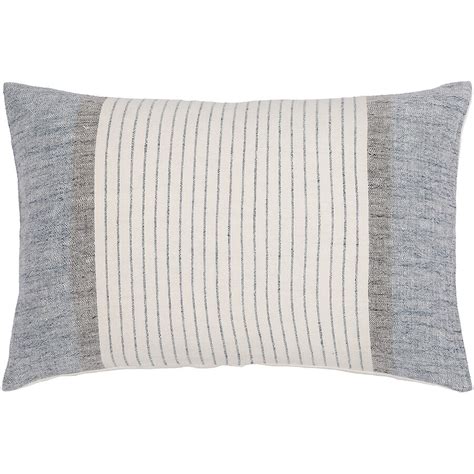 Surya Linen Stripe Buttoned 13-in x 20-in Blue/Cream Indoor Decorative ...