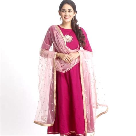 Pink Net Sequenced Dupatta with Light Gotta Work – anokherang