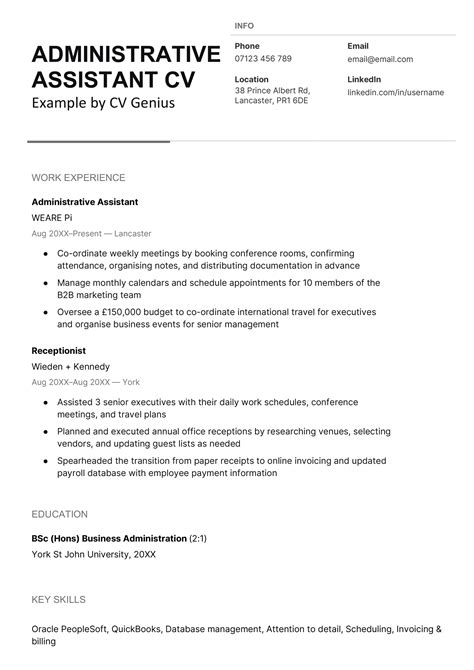 Executive Assistant Resume Template Word - prntbl ...