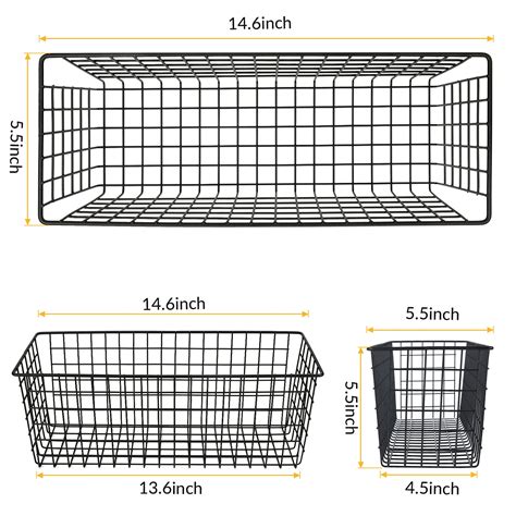 Snapklik.com : 2 Sets Extra Large Hanging Wall Basket, Black Metal Wire ...