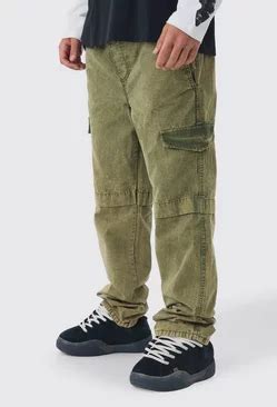 Men's Khaki Cargo Trousers | Khaki Cargo Pants | boohooMAN UK