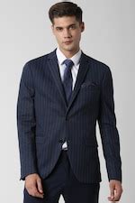 Buy Men Navy Stripe Slim Fit Formal Blazer Online - 447890 | Peter England