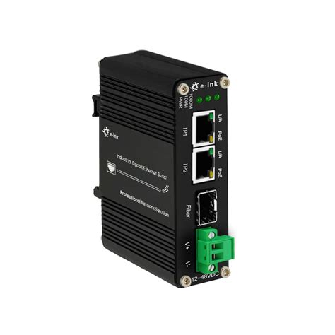 Mini Industrial 2 Ports Gigabit PoE Media Converter with 12~48V DC ...
