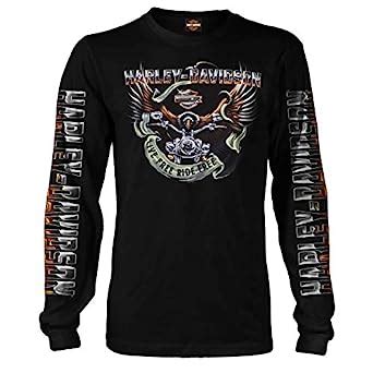 Buy HARLEY-DAVIDSON Military - Men's Black Long-Sleeve Eagle Graphic T ...