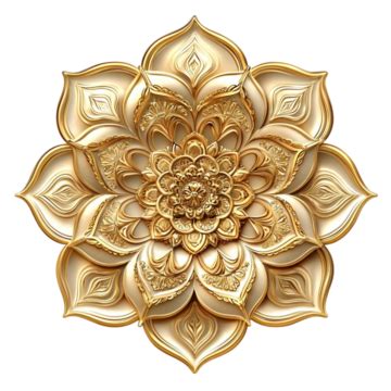 Golden Floral Ornament With Intricate Petal Designs And A Radiant ...