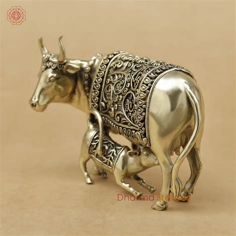 Shop Brass Cow with Calf | Golden Finish | Best Price Online Order Now ...