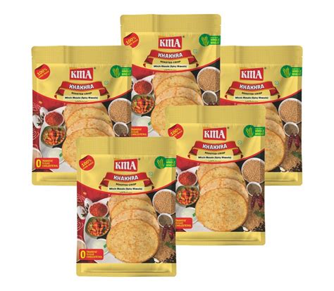 KMA Mirch Masala Khakhra - Handmade Round Khakhra (1kg, 5 packs of 200g ...