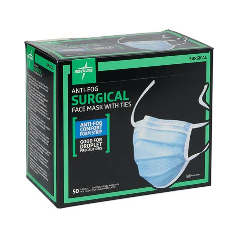 Medline ASTM Level 1 Surgical Face Mask with Anti-Fog and Ties | Medline