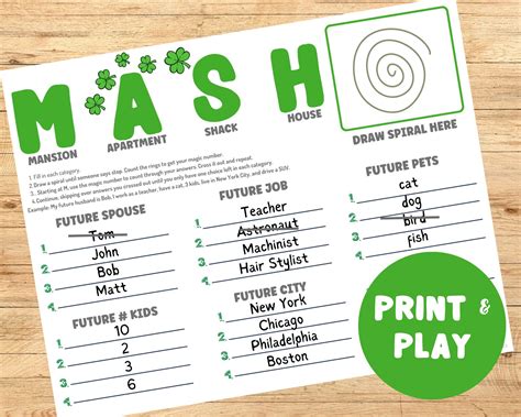 St patrick s day printable party game mash birthday etsy – Artofit