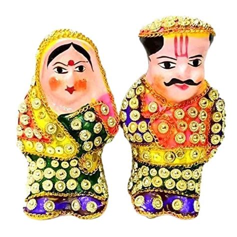 Buy Abdul Handicrafts Rajasthani Raja Rani Set Made of Terracotta Hand ...
