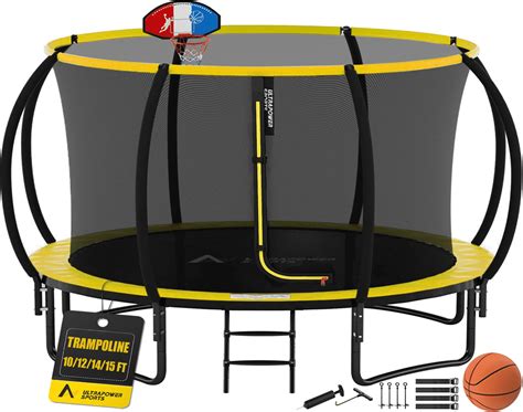 ULTRAPOWER 14FT 15FT Trampoline with Enclosure, Basketball Hoop, Ladder ...