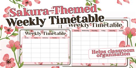 Sakura-Themed Weekly Timetable Template