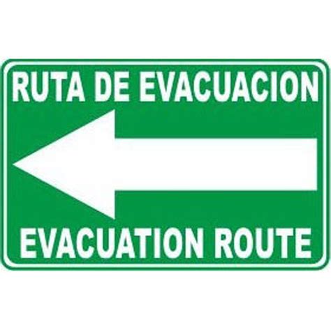 Señalamiento de Ruta evacuación Izquierda en Inglés y Español 20x30 cm ...