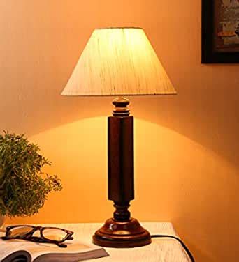 Buy Devansh Off White Cotton Designer Wooden Table Lamp for Home Decor ...
