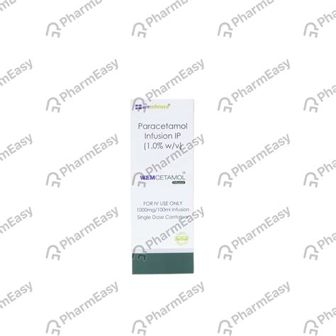 Buy Wemcetamol 1000 MG/100ML Infusion (100) Online at Flat 15% OFF ...