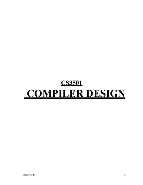 CS3501 CD qb merged - CS COMPILER DESIGN SYLLABUS UNIT I INTRODUCTION ...