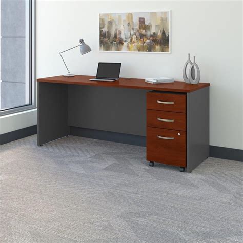 Bush Business Furniture Series C 72W x 24D Office Desk with Mobile File ...