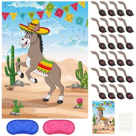 Buy PLULON Pin the Tail on the Donkey Birthday Games for Kids Mexican ...