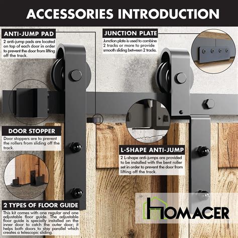 Homacer Black Rustic Single Track Bypass Sliding Barn Door Hardware Kit ...