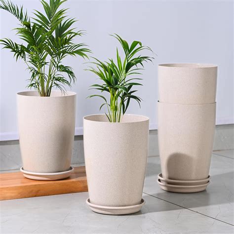 Eha Set of 4 Earth-Friendly Cypress 10" Tower pots and Planters ...