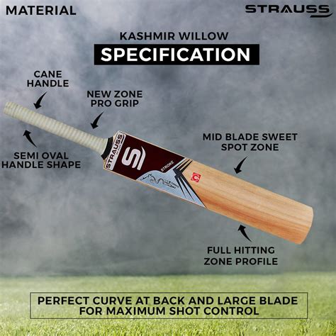 Strauss Cricket Bat | Edition: Stroke | Kashmir Willow | Size: 6 | Ten ...