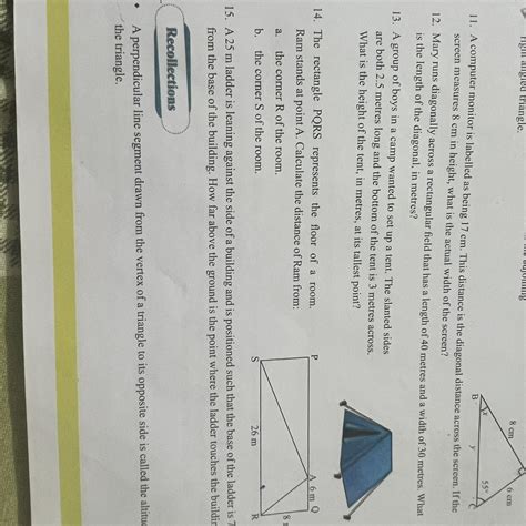 in metres, at its tallest point? 14. The rectangle PQRS represents the ...