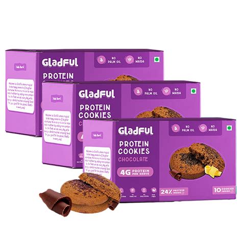 Gladful Chocolate Protein Butter Whole-Wheat Cookies (80 Gm) - No Palm ...
