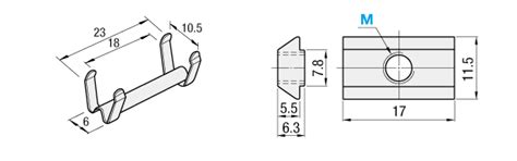 Post-Assembly Nut and Metal Stopper Set - For 6 Series (Slot Width 8 mm ...
