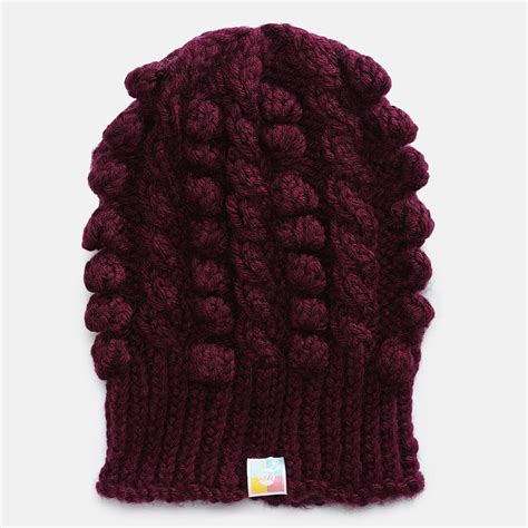 Burgundy Self-Design Beanie - 827 – Magic Needles