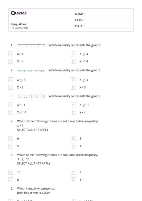 50+ Two-Step Inequalities worksheets for 5th Class on Quizizz | Free ...