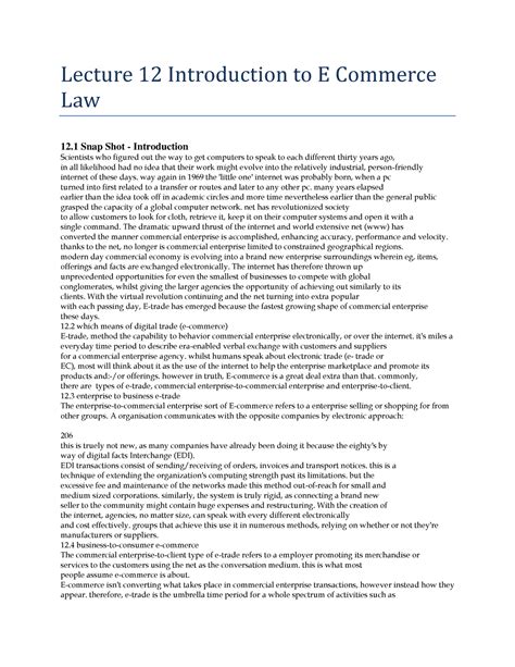 Lecture 12 Introduction to E Commerce Law - way again in 1969 the ...