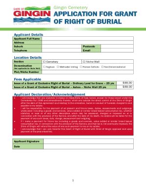 Fillable Online Burial Rights Holder Permission Form Fax Email Print ...