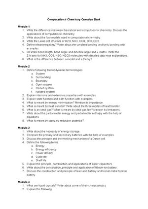 Computational Chemsitry Question Bank - Computational Chemistry ...
