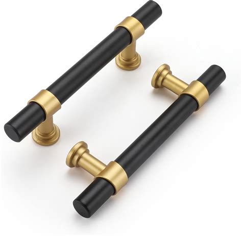 Haliwu 40 Pack Black Cabinet Pulls, Black&Gold Cabinet Handles, Barrel ...