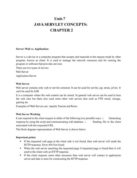 JAVA Servlet Concepts CH2 - Unit- JAVA SERVLET CONCEPTS: CHAPTER 2 ...