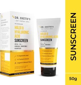 Dr. Sheth's Sunscreen - SPF 50 PA++++ Haldi & Hyaluronic Acid Sunscreen ...