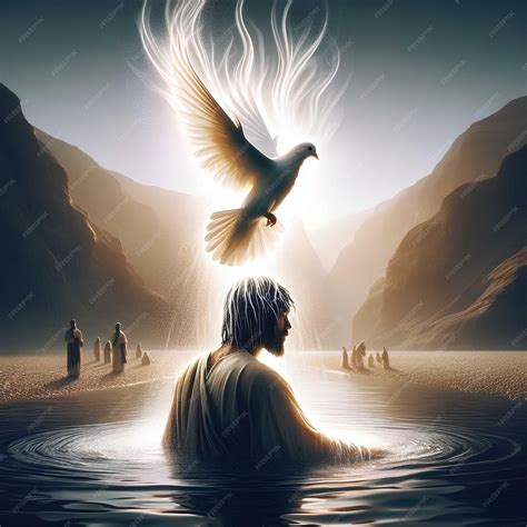 Jesus receiving being blessed by the holy spirit during his baptism 32 ...