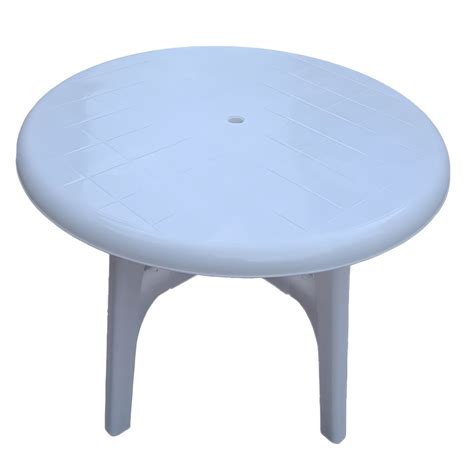 Water Resistant Plastic Patio Table with Umbrella Hole in Rectangle ...